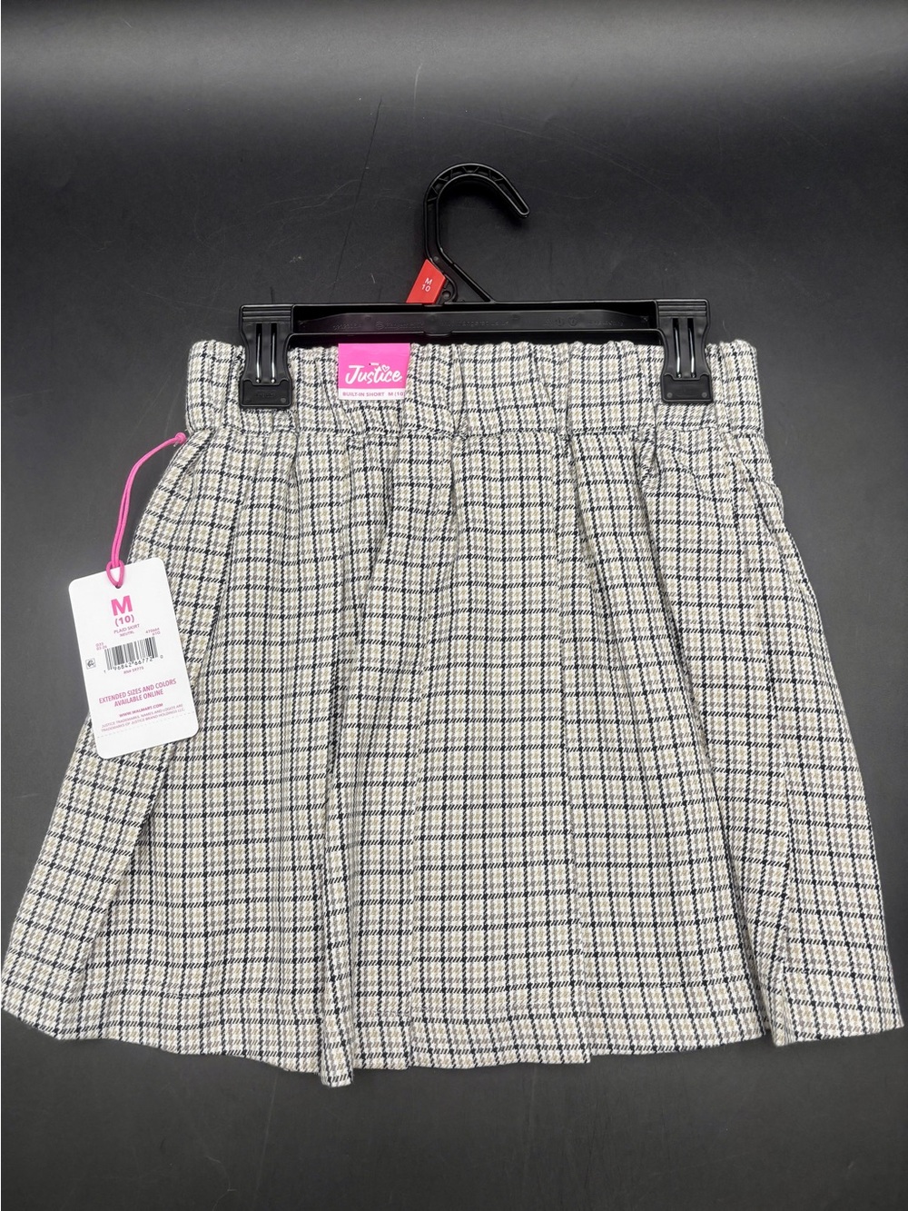 NWT Justice Girls Plaid Pleated Skort – Size M (10)